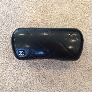 CHANEL Black quilted sunglasses case